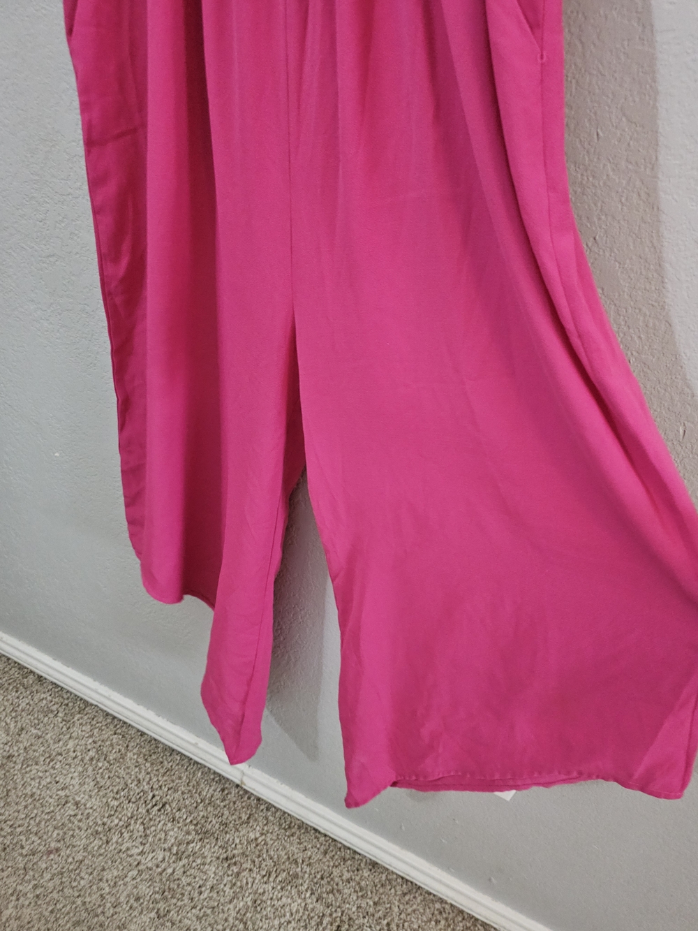 Belongsci Wide Leg Jumpsuit - Fuchsia Pink Tie-Strap Womens XL - Picture 3 of 8